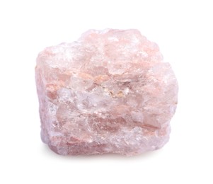 Photo of Beautiful rose quartz crystal isolated on white. Natural gemstone