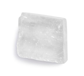 Photo of Beautiful optical calcite isolated on white. Natural gemstone