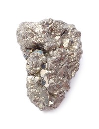 Photo of Beautiful pyrite isolated on white. Natural gemstone