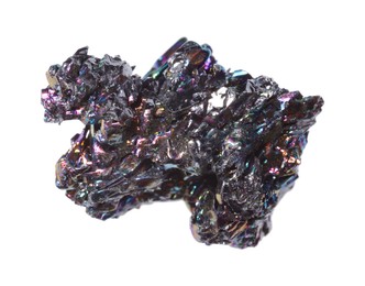 Photo of Beautiful bornite isolated on white. Natural gemstone