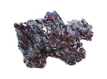 Photo of Beautiful bornite isolated on white. Natural gemstone