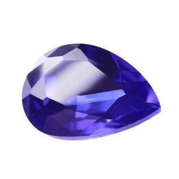 Photo of One violet shiny gemstone isolated on white