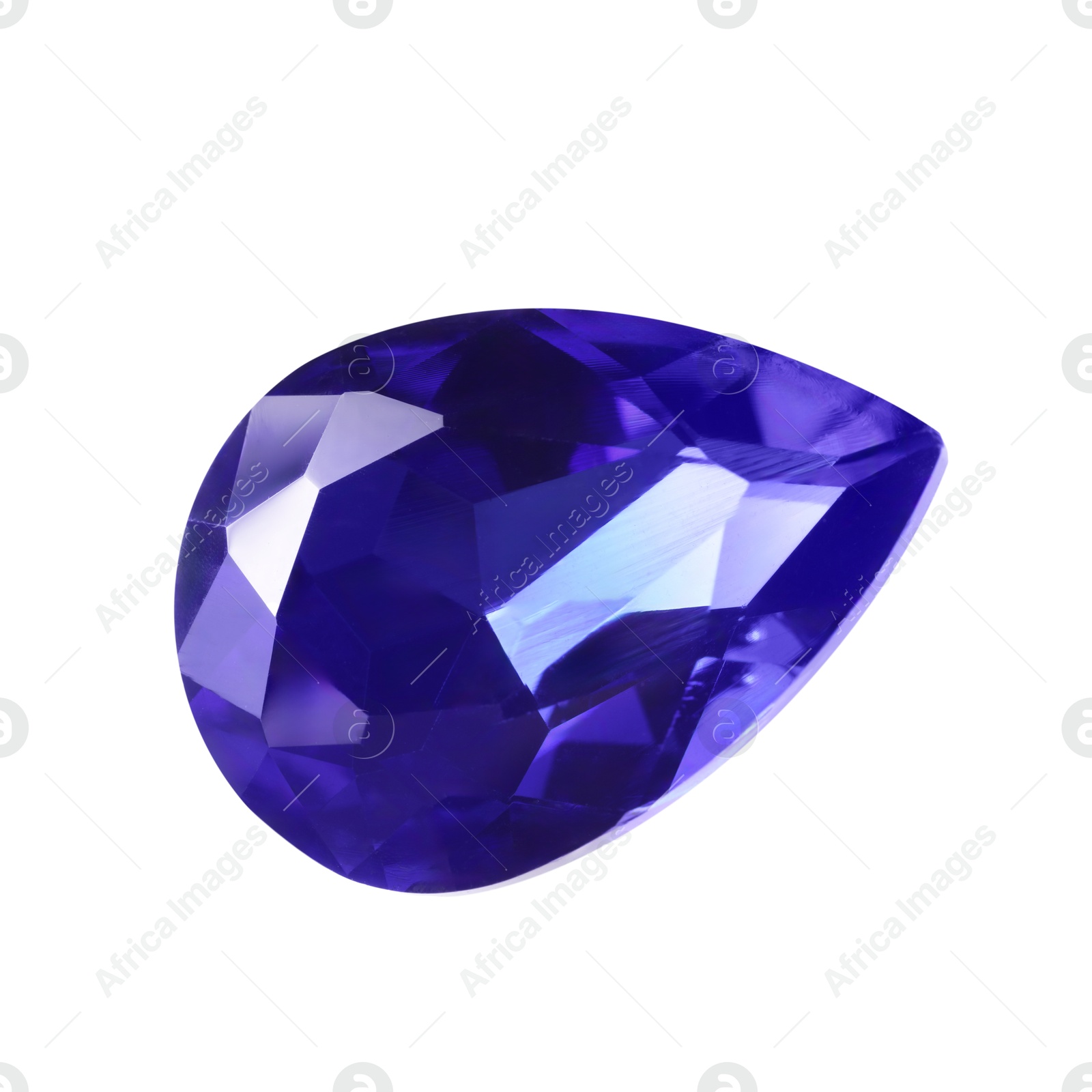 Photo of One violet shiny gemstone isolated on white