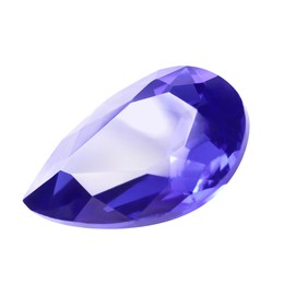 Photo of One violet shiny gemstone isolated on white