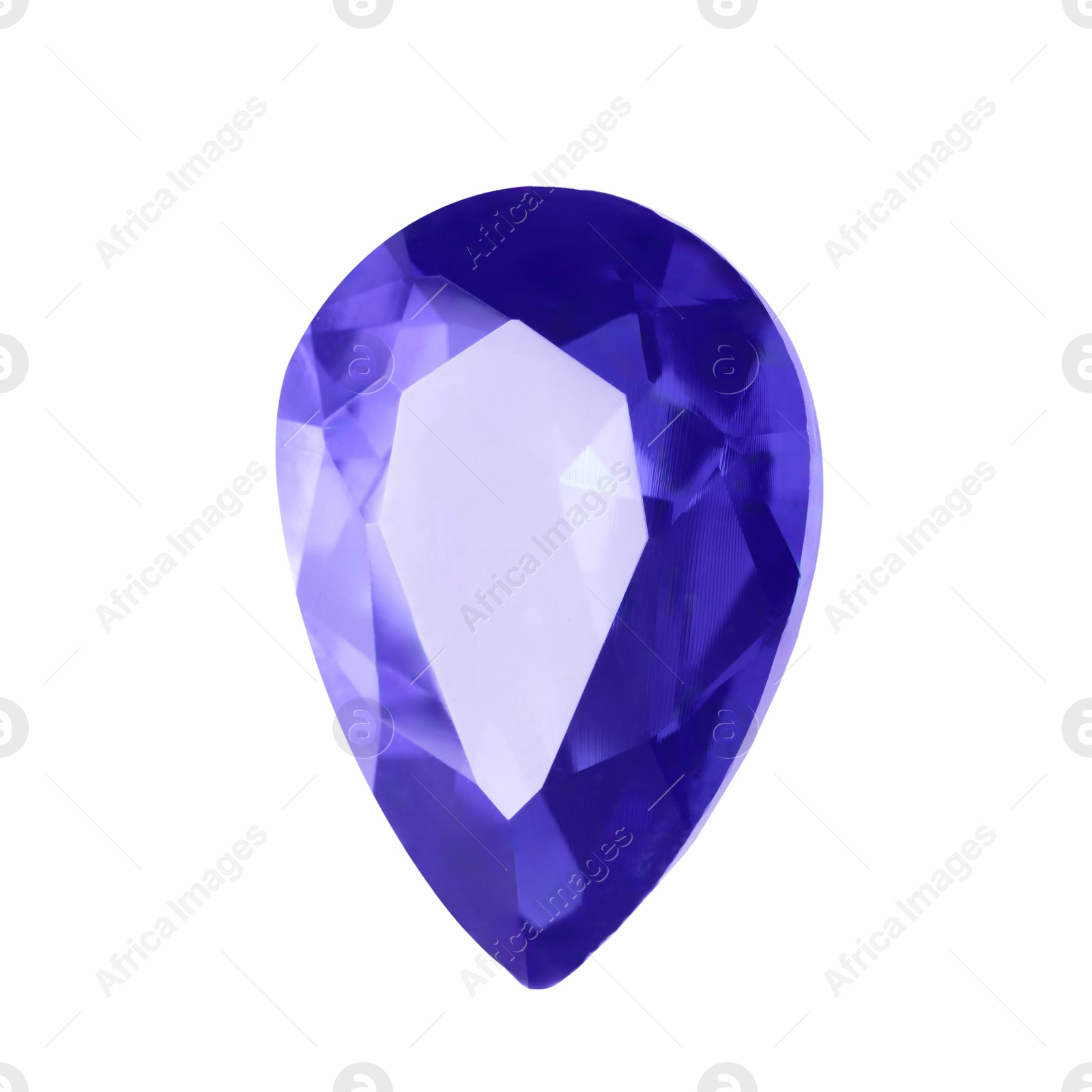 Photo of One violet shiny gemstone isolated on white