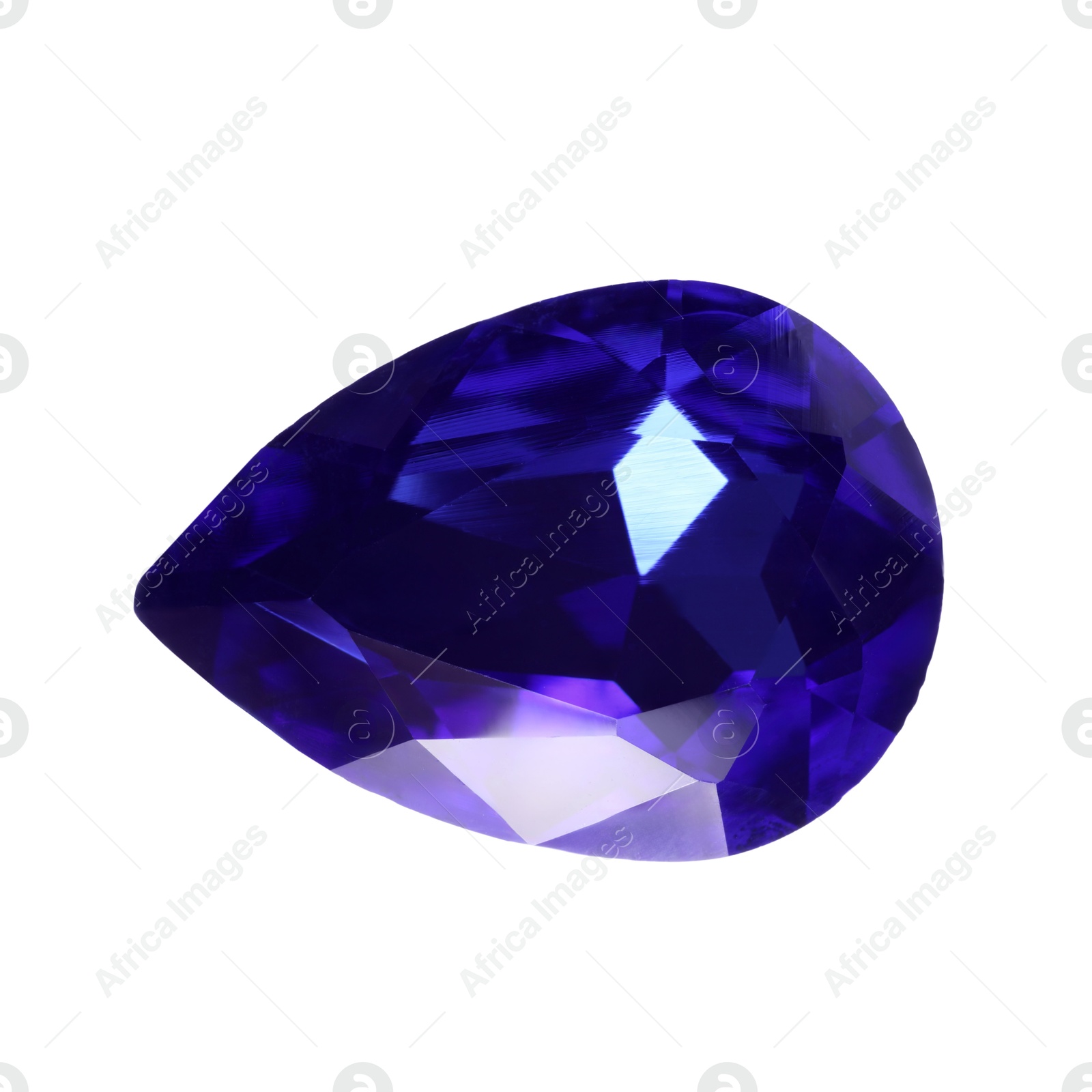 Photo of One violet shiny gemstone isolated on white