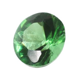 Photo of One shiny green gemstone isolated on white