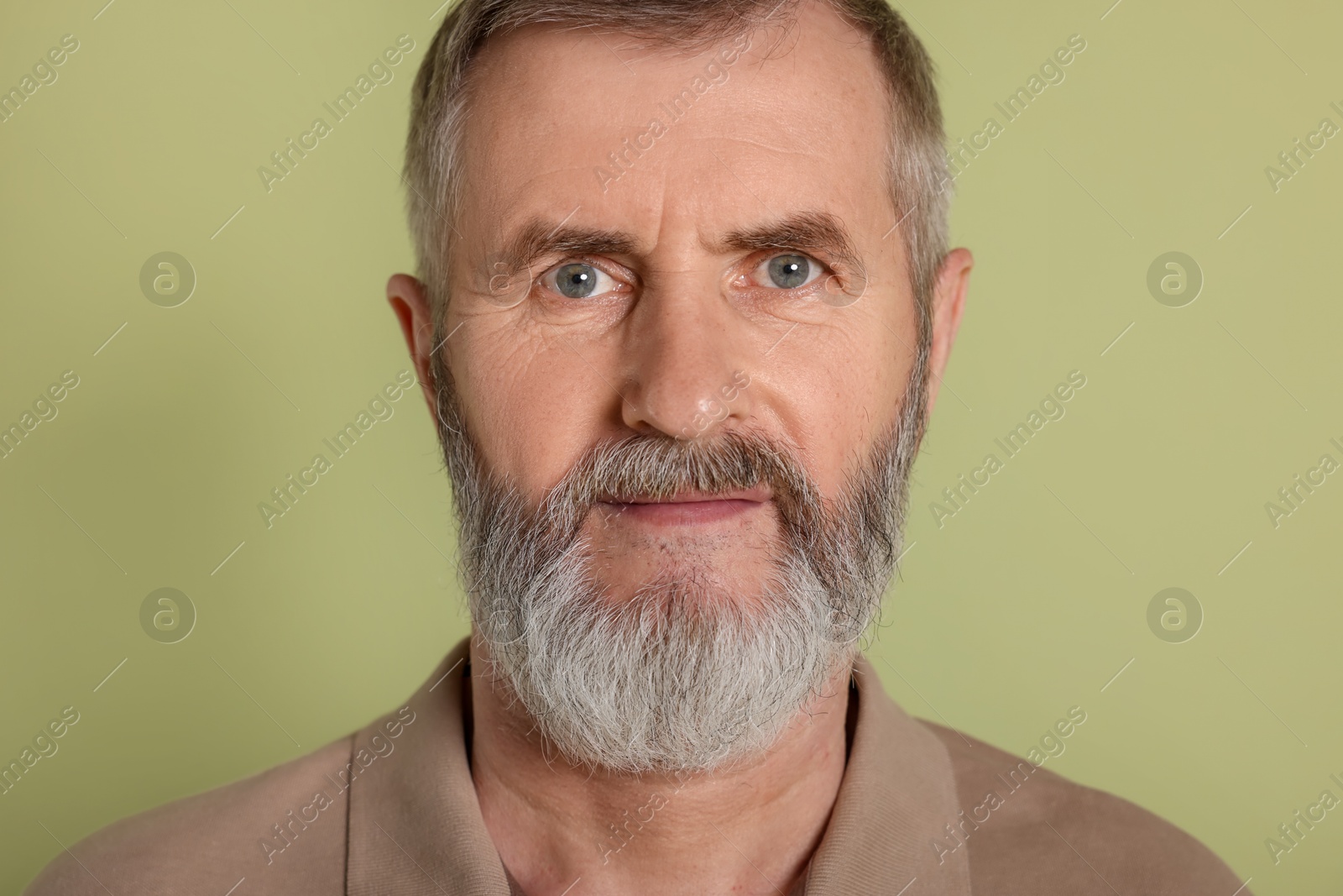 Photo of Portrait of senior man on green background