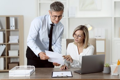 Middle aged employees working together in office