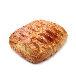 One delicious puff pastry with fruit filling isolated on white