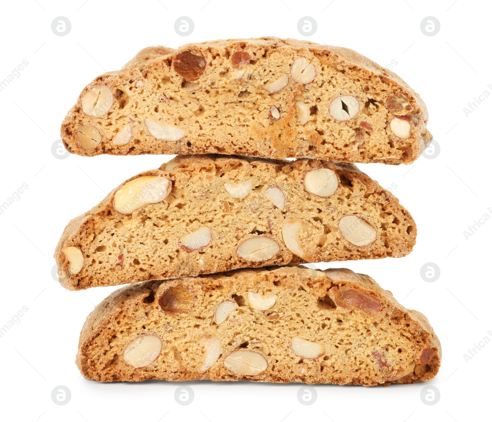 Photo of Traditional Italian almond biscuits (Cantucci) isolated on white