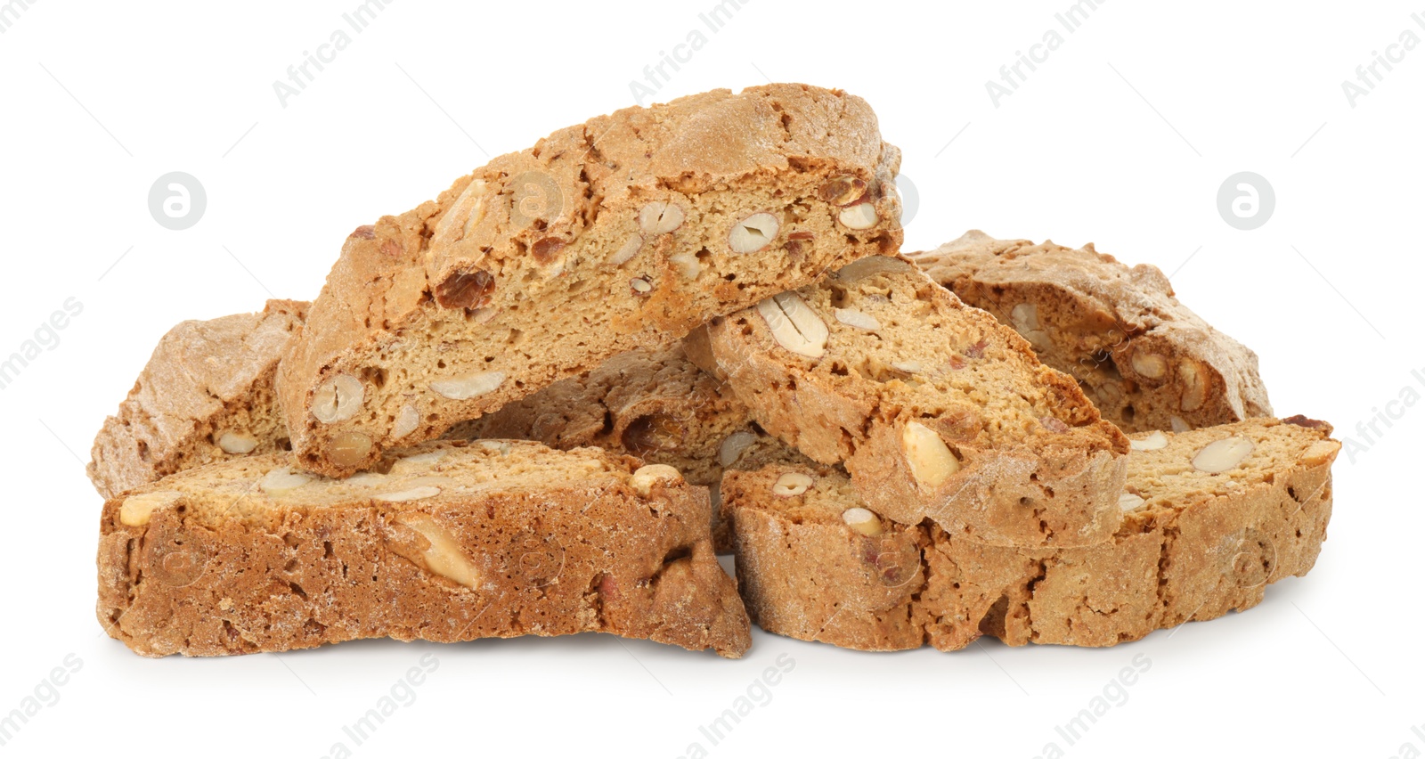 Photo of Traditional Italian almond biscuits (Cantucci) isolated on white