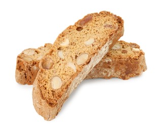 Photo of Traditional Italian almond biscuits (Cantucci) isolated on white