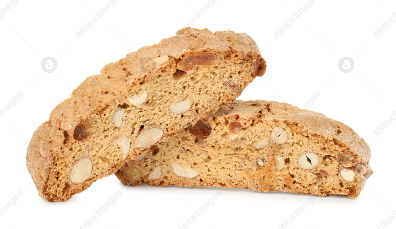 Photo of Traditional Italian almond biscuits (Cantucci) isolated on white