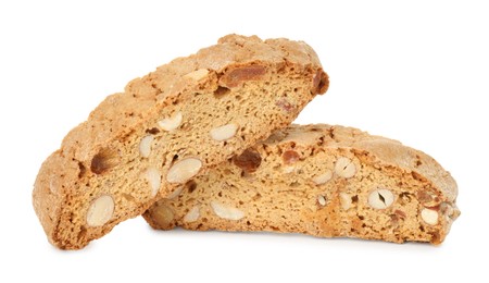 Photo of Traditional Italian almond biscuits (Cantucci) isolated on white