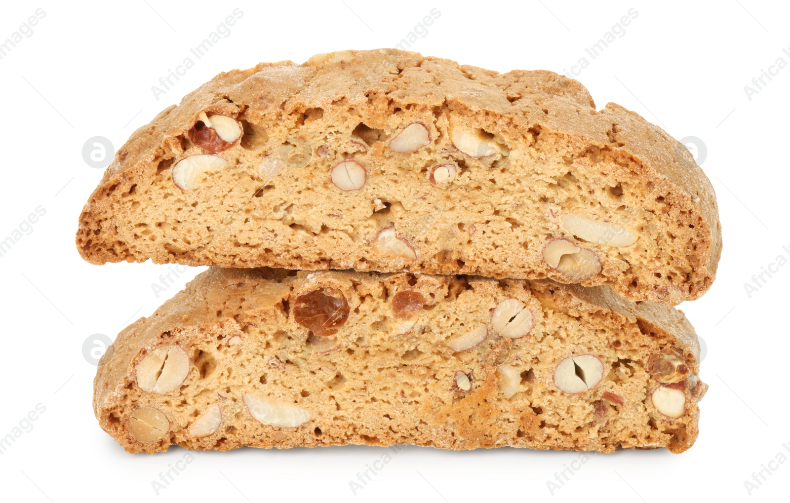 Photo of Traditional Italian almond biscuits (Cantucci) isolated on white