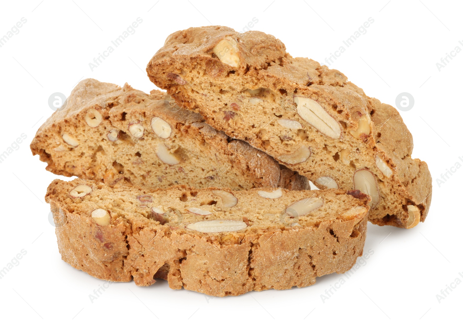 Photo of Traditional Italian almond biscuits (Cantucci) isolated on white