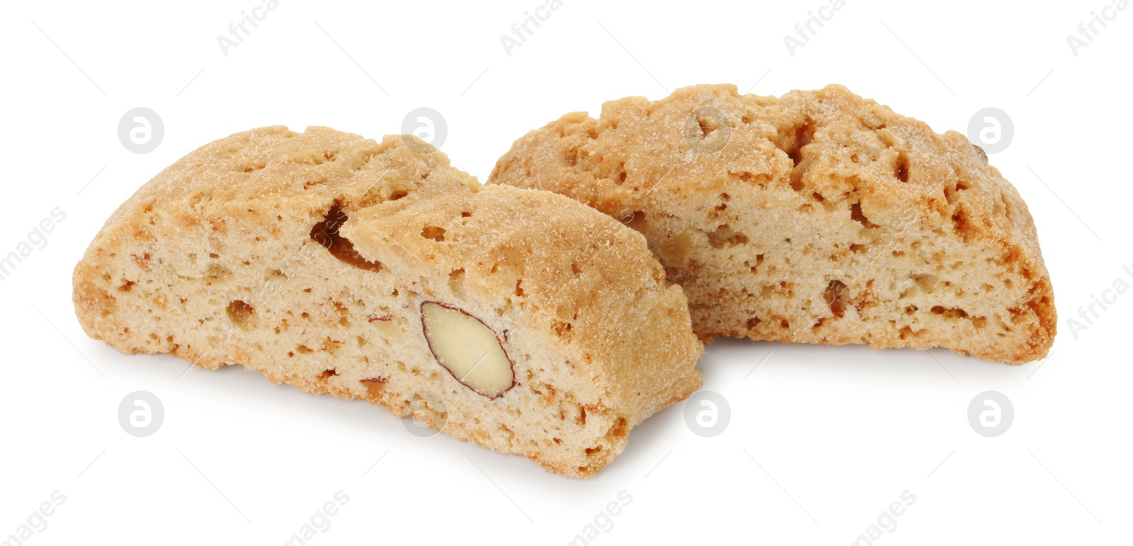 Photo of Traditional Italian almond biscuits (Cantucci) isolated on white