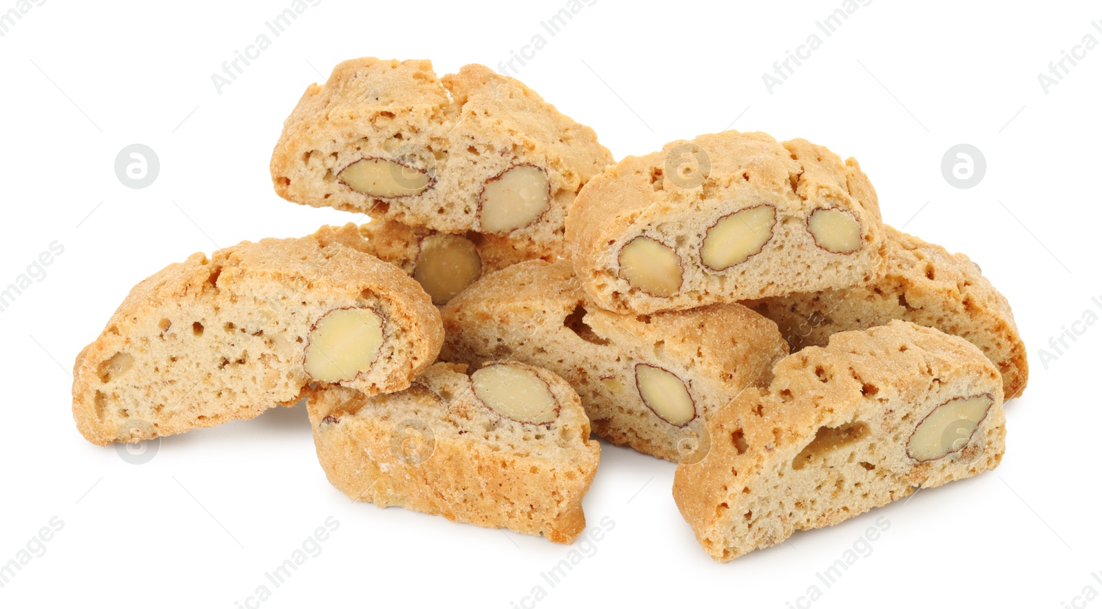 Photo of Traditional Italian almond biscuits (Cantucci) isolated on white