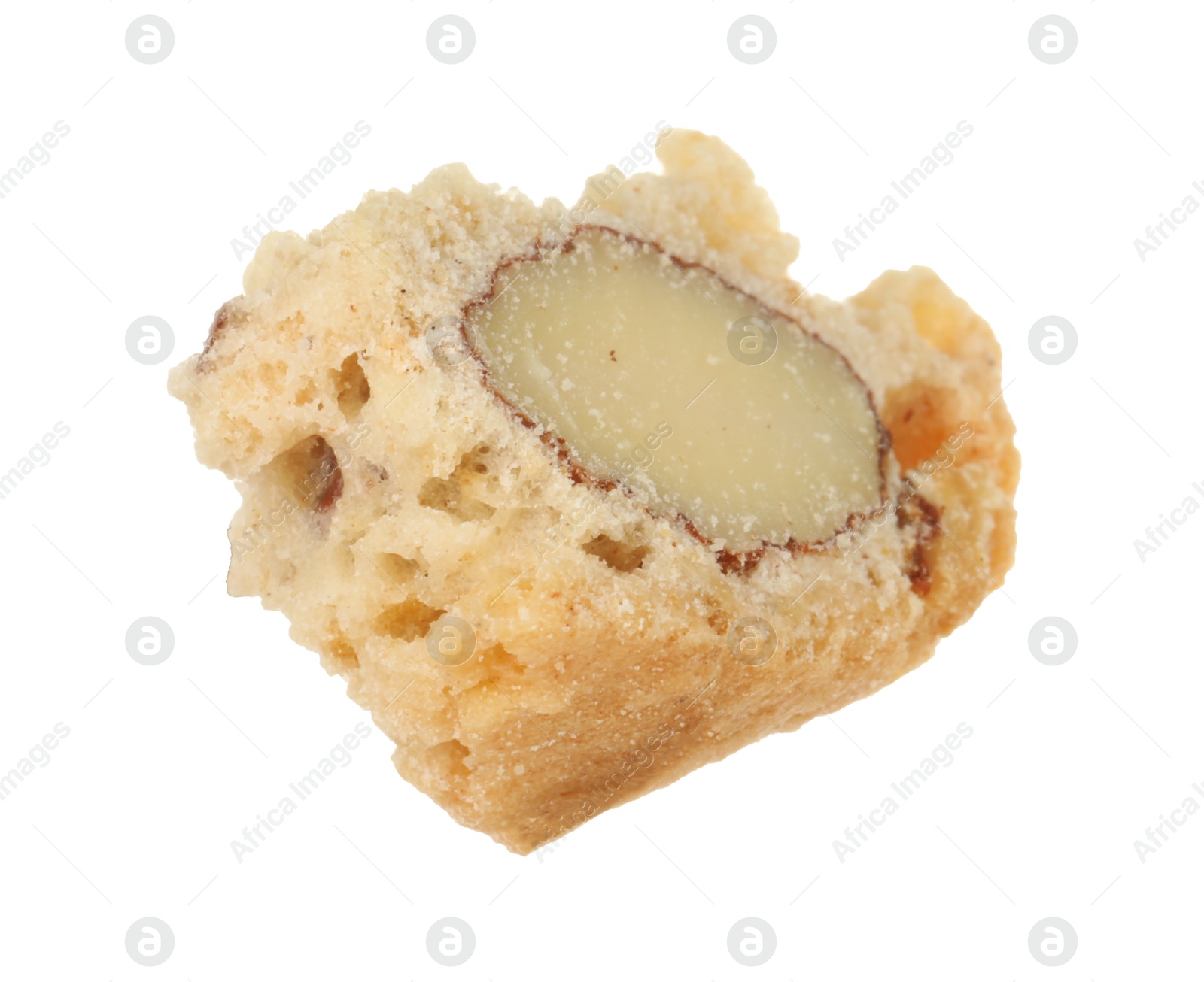 Photo of Piece of traditional Italian almond biscuit (Cantucci) isolated on white