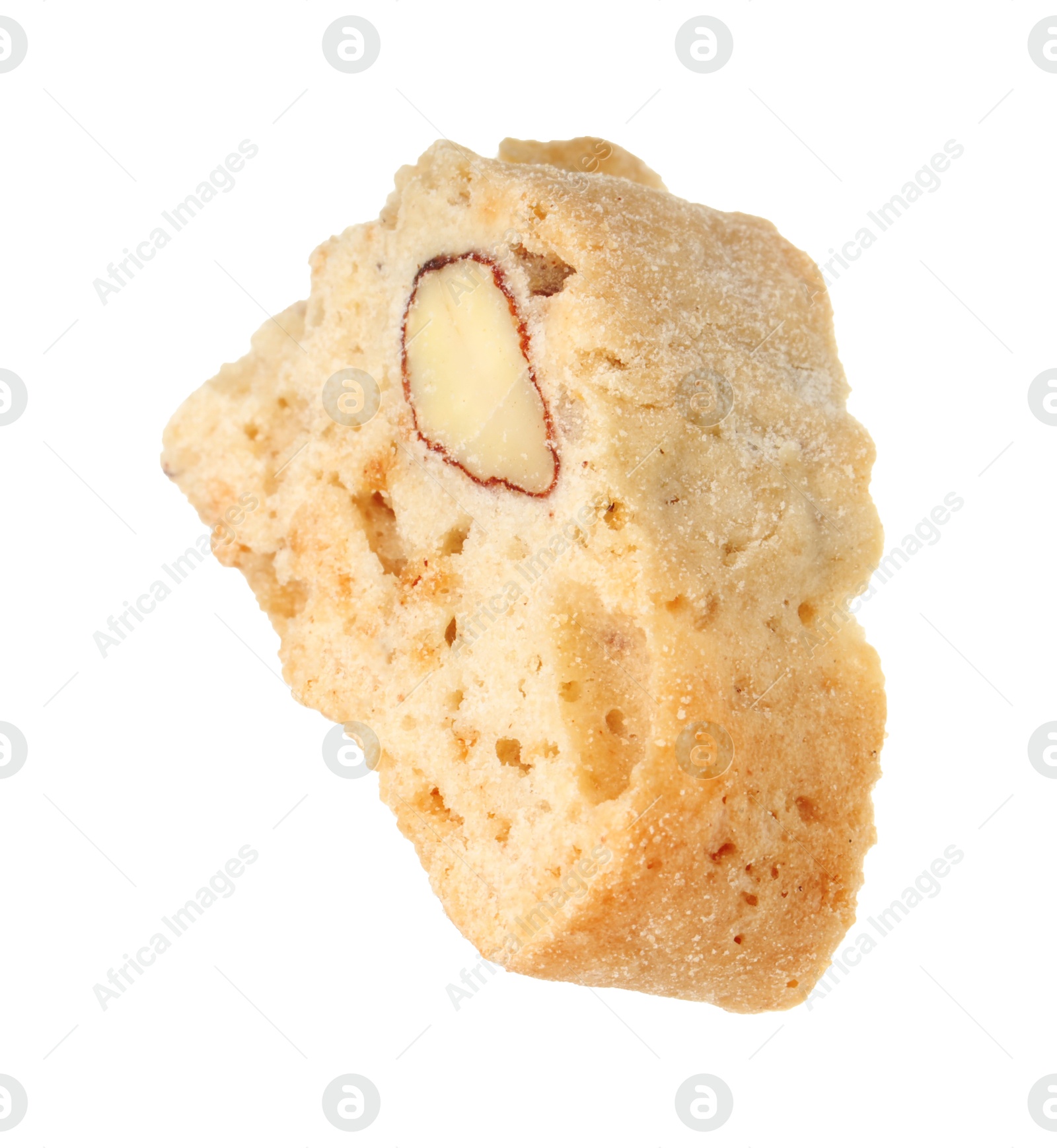 Photo of Piece of traditional Italian almond biscuit (Cantucci) isolated on white