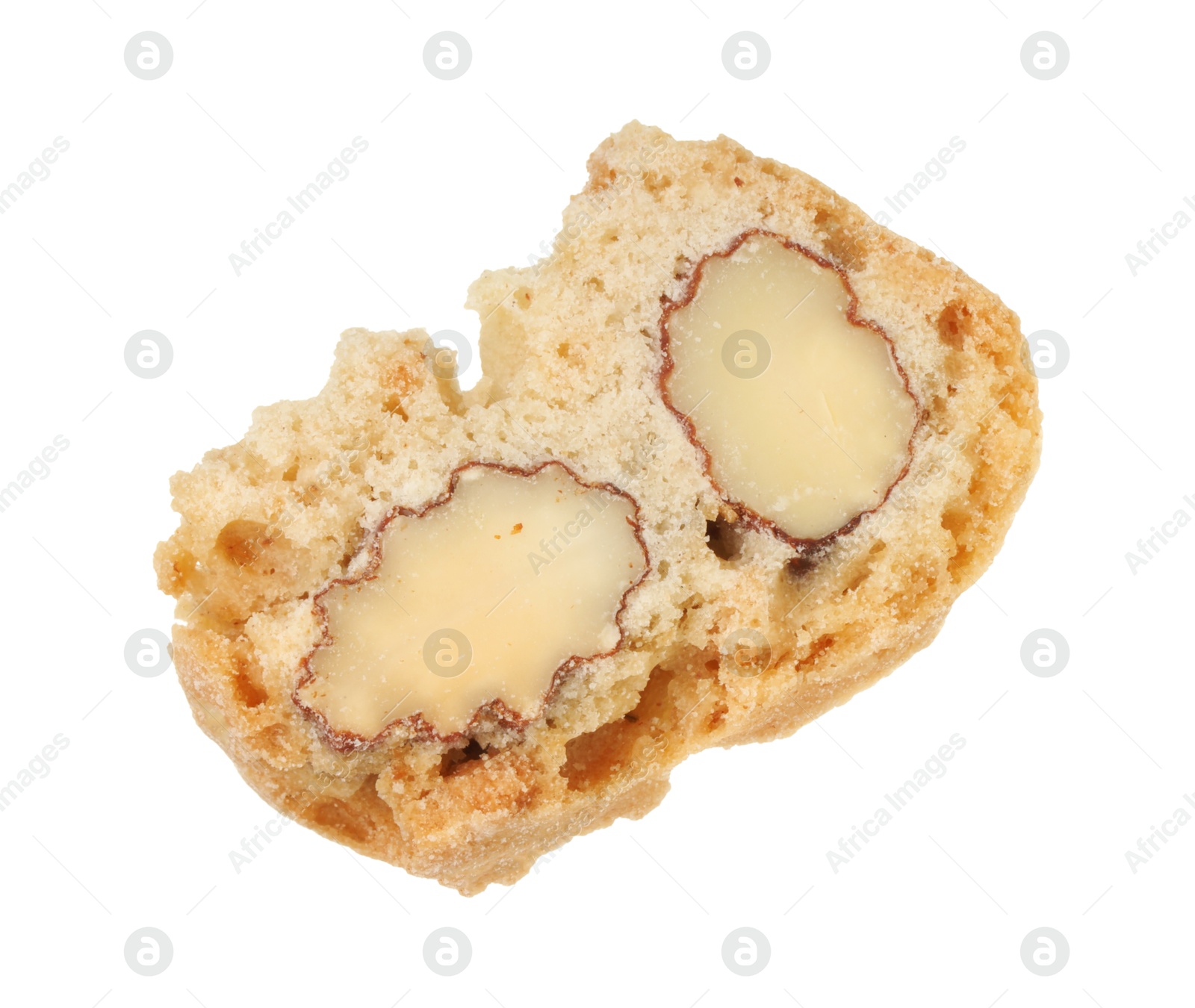 Photo of Piece of traditional Italian almond biscuit (Cantucci) isolated on white