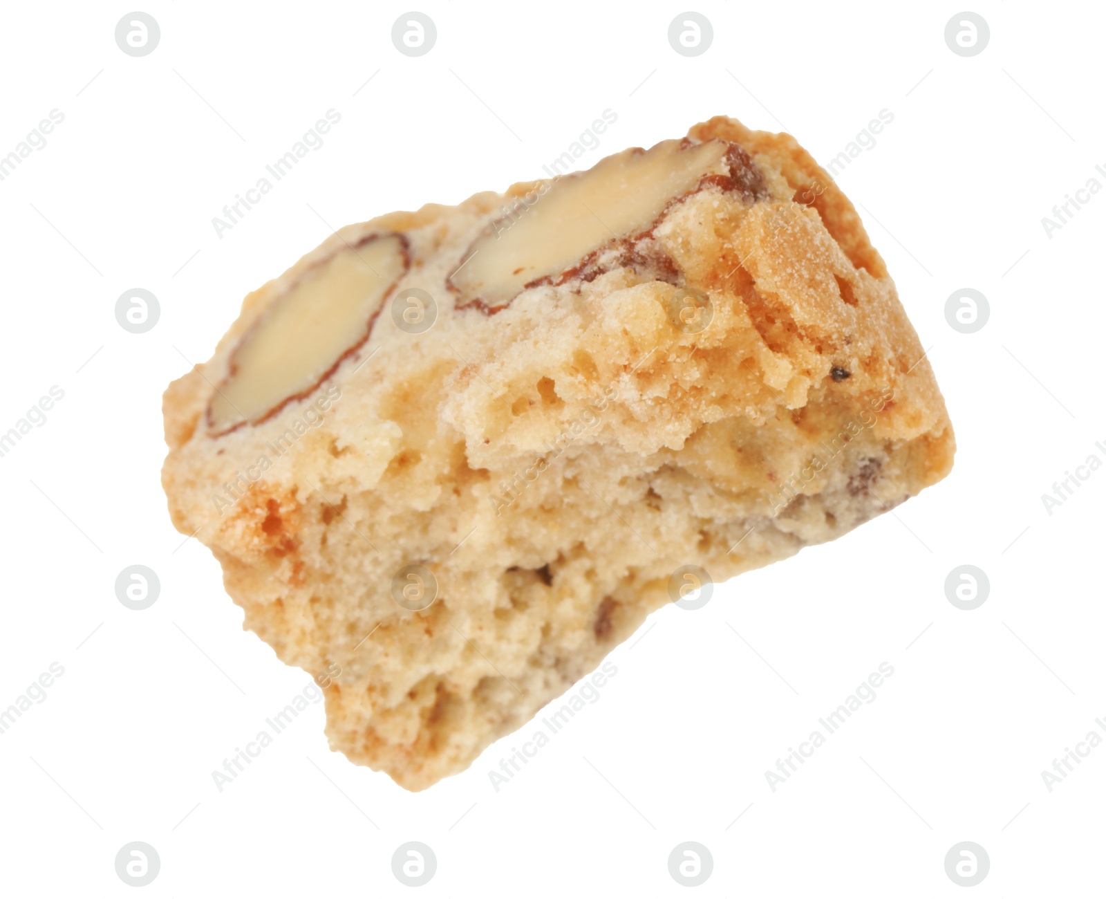 Photo of Piece of traditional Italian almond biscuit (Cantucci) isolated on white