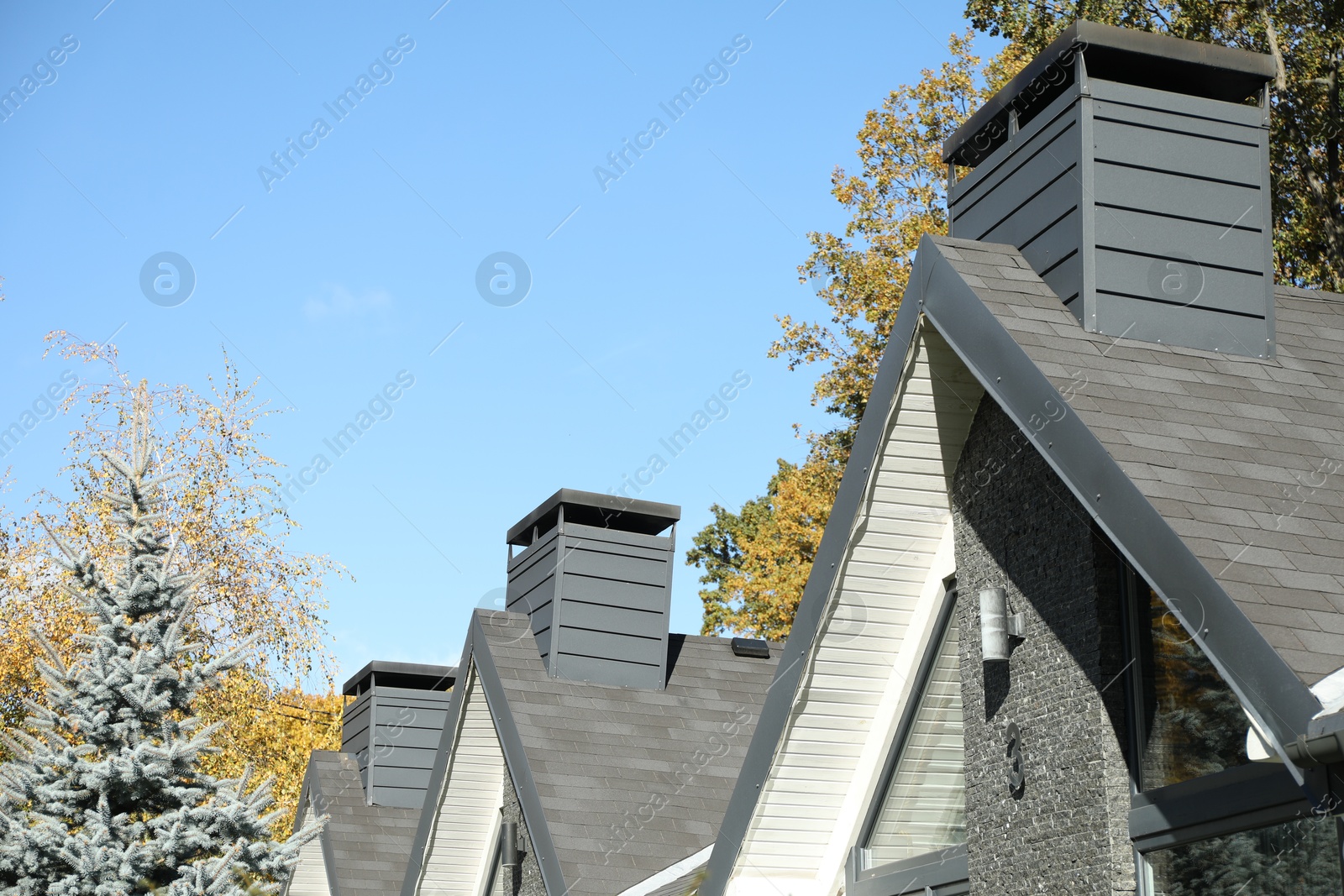 Photo of Closeup view of modern hotel buildings outdoors