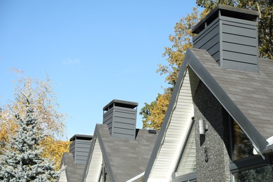 Closeup view of modern hotel buildings outdoors