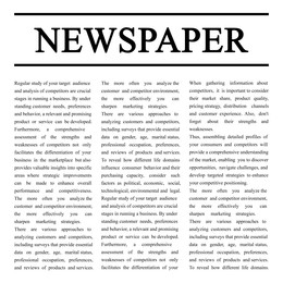 Image of Newspaper article. Title and text on white background