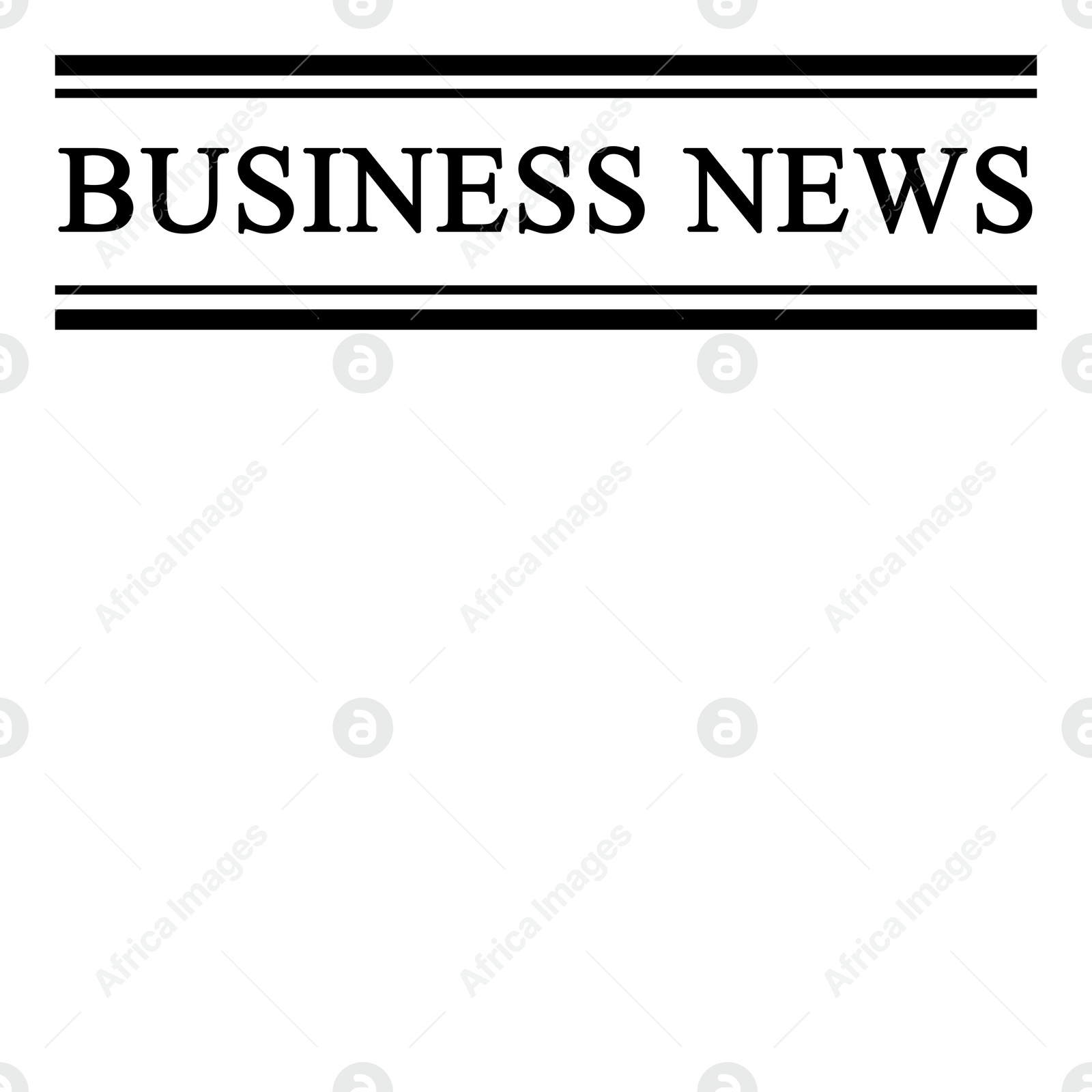 Image of Newspaper article. Title Business News and empty space on white background