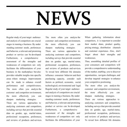 Image of Newspaper article. Title News and text on white background