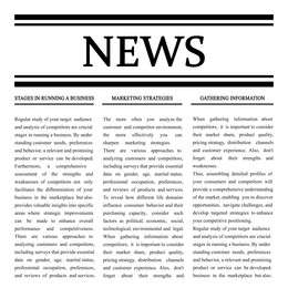 Image of Newspaper article. Title News and text on white background