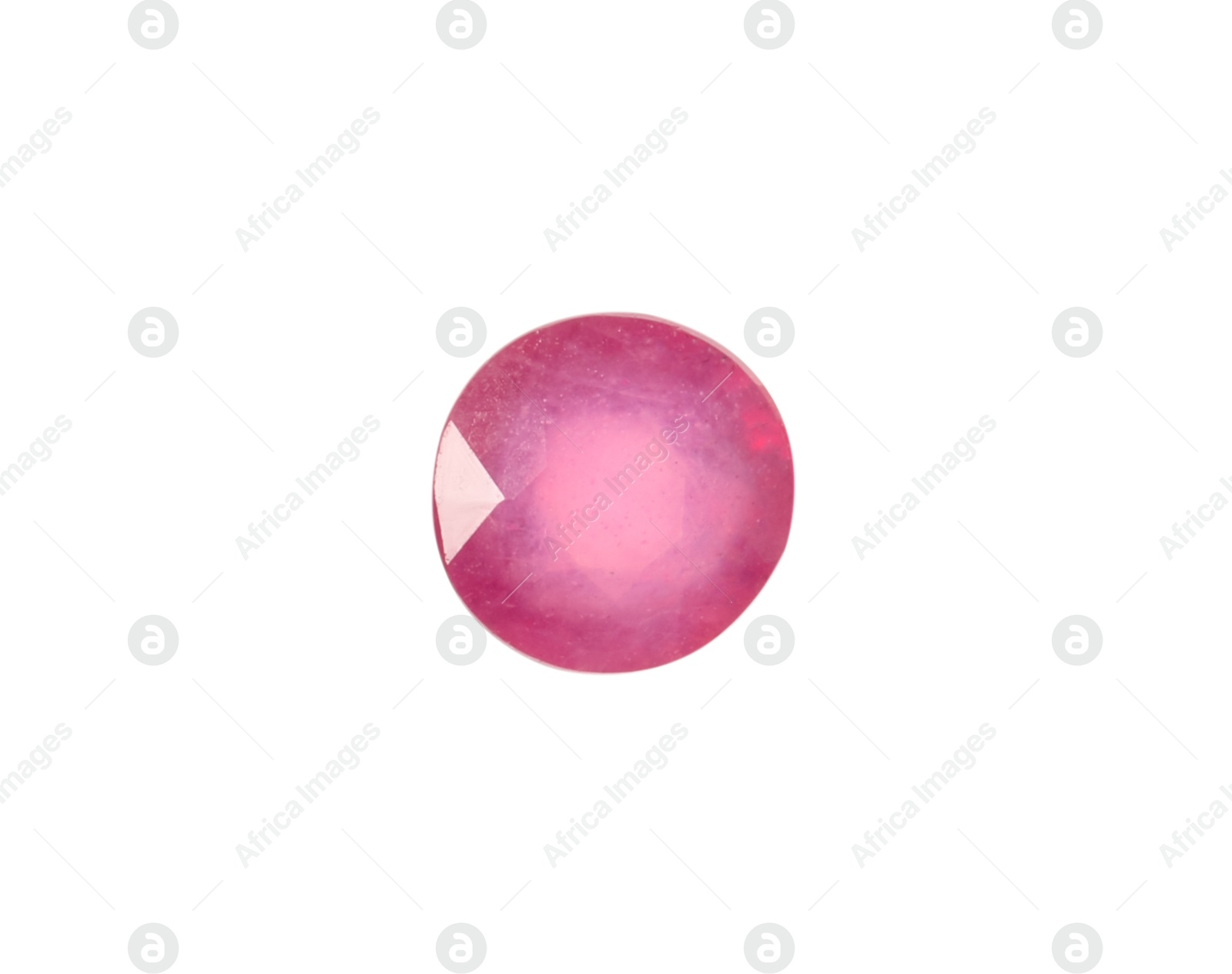 Photo of Tweezers with shiny pink gemstone isolated on white