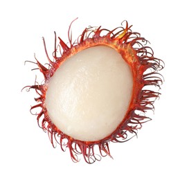 Photo of Delicious ripe rambutan isolated on white. Exotic fruit