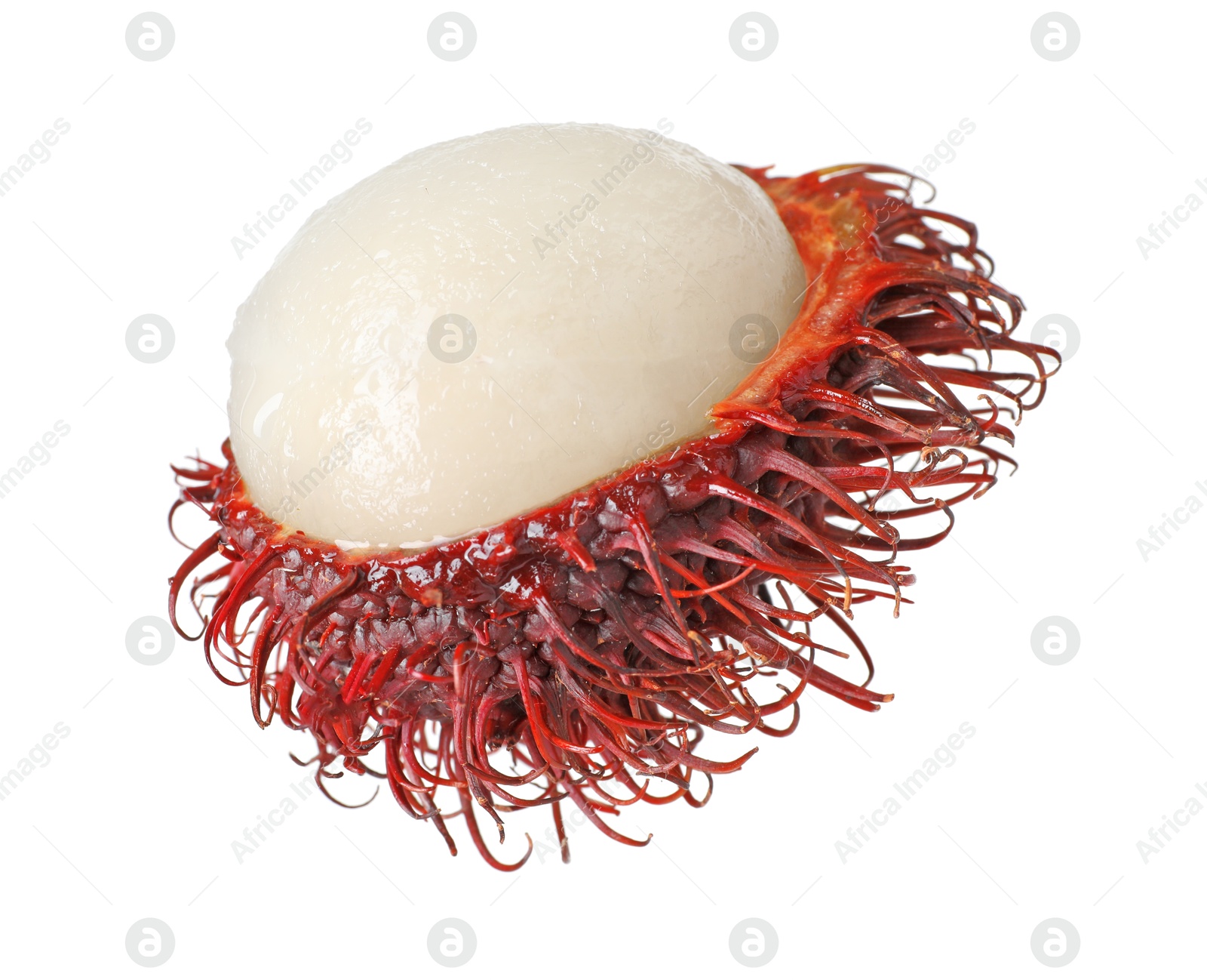 Photo of Delicious ripe rambutan isolated on white. Exotic fruit