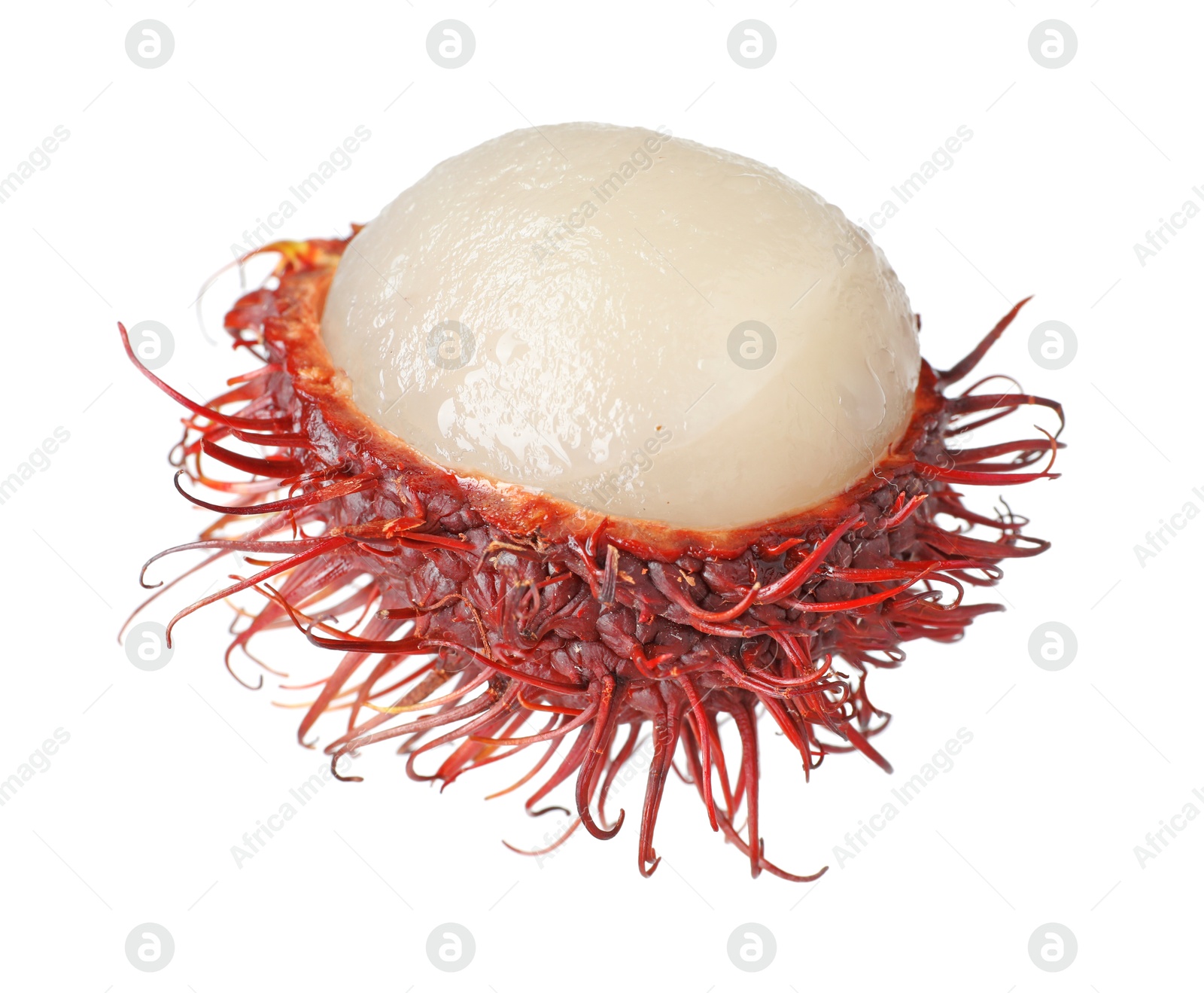 Photo of Delicious ripe rambutan isolated on white. Exotic fruit