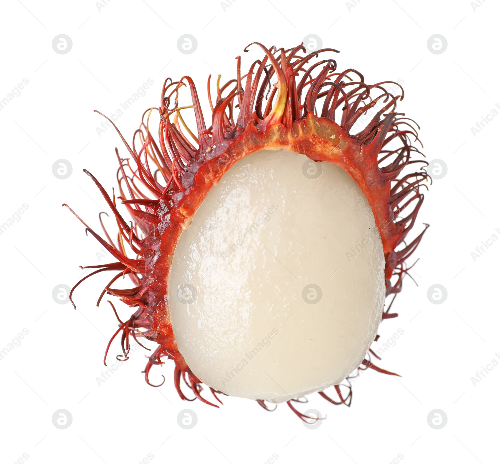 Photo of Delicious ripe rambutan isolated on white. Exotic fruit