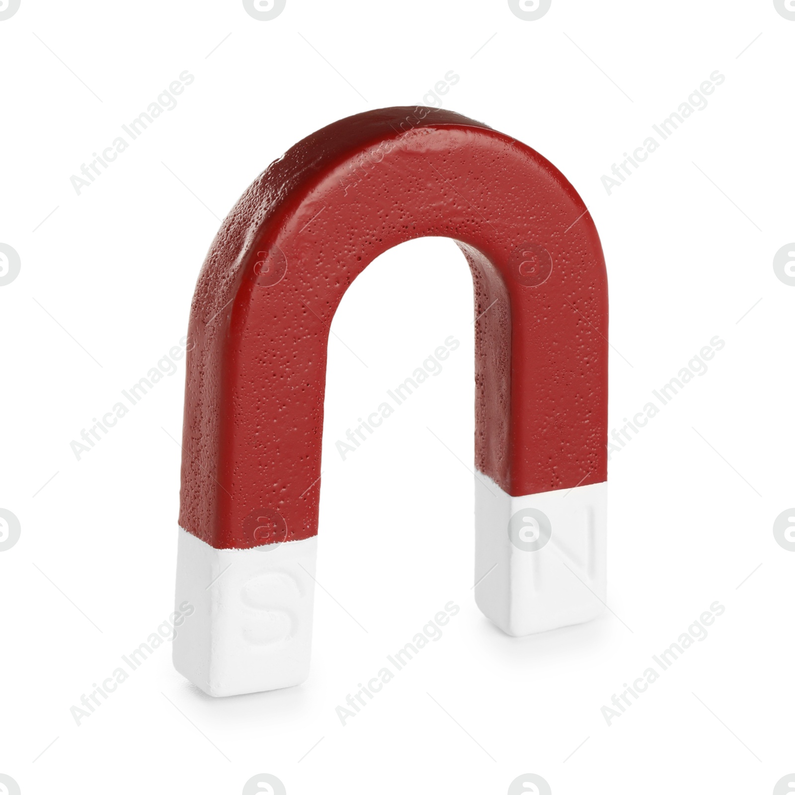 Photo of One metal horseshoe magnet isolated on white