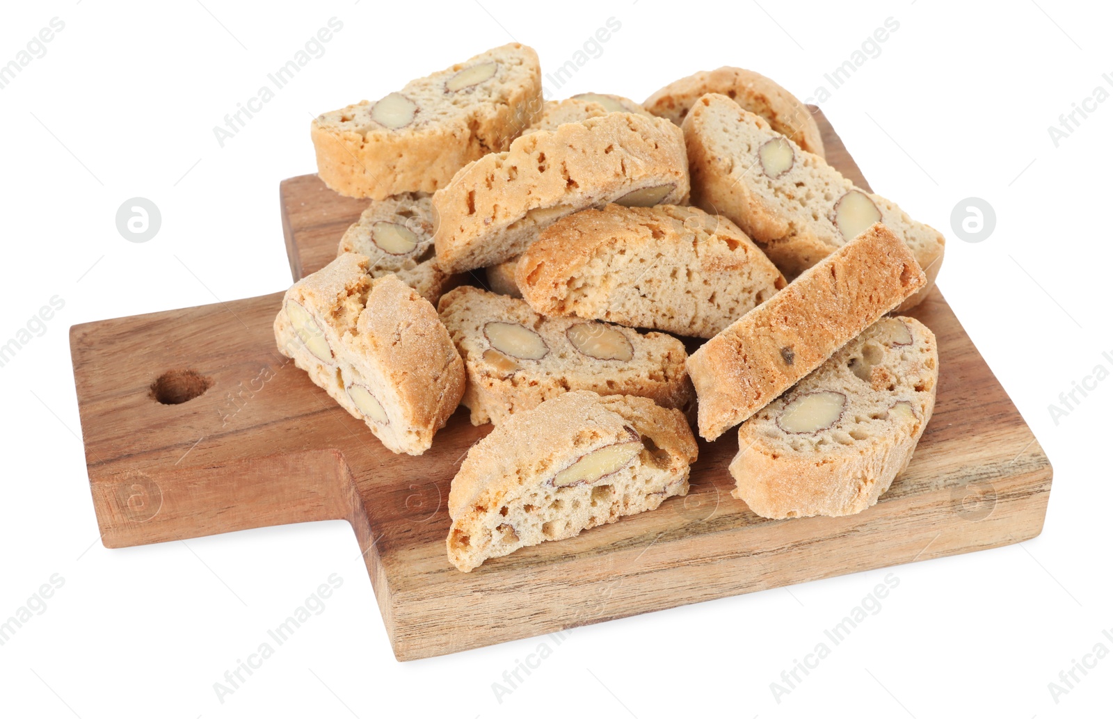 Photo of Traditional Italian almond biscuits (Cantucci) isolated on white