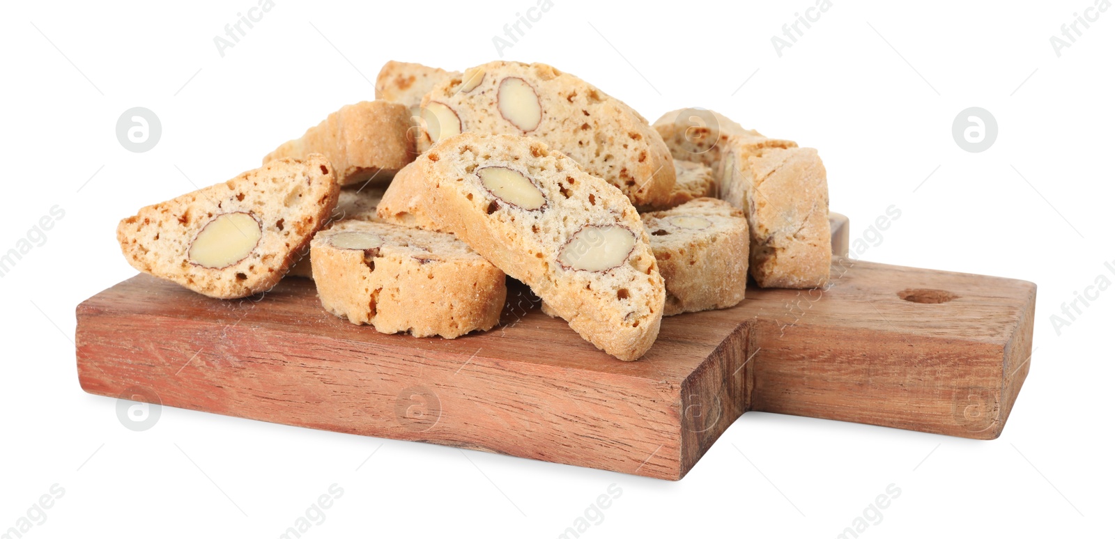 Photo of Traditional Italian almond biscuits (Cantucci) isolated on white