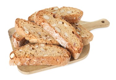 Photo of Traditional Italian almond biscuits (Cantucci) isolated on white