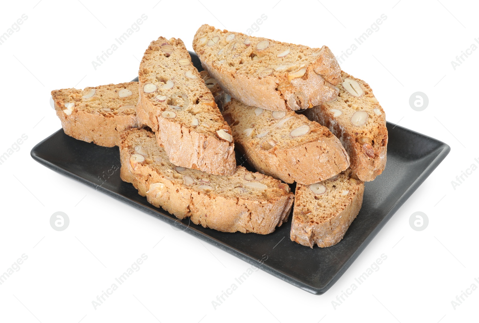 Photo of Traditional Italian almond biscuits (Cantucci) isolated on white