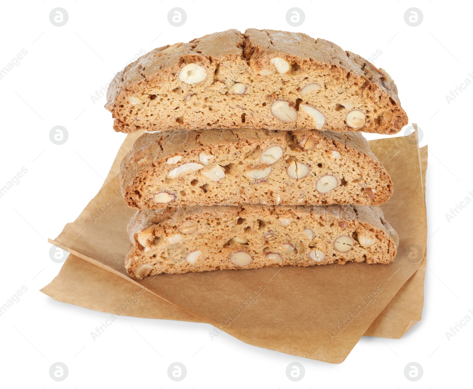 Photo of Traditional Italian almond biscuits (Cantucci) isolated on white