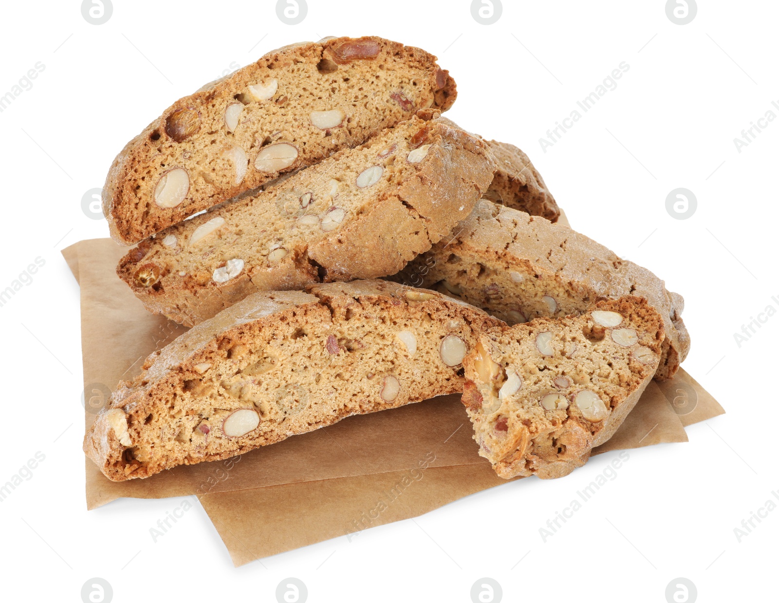 Photo of Traditional Italian almond biscuits (Cantucci) isolated on white