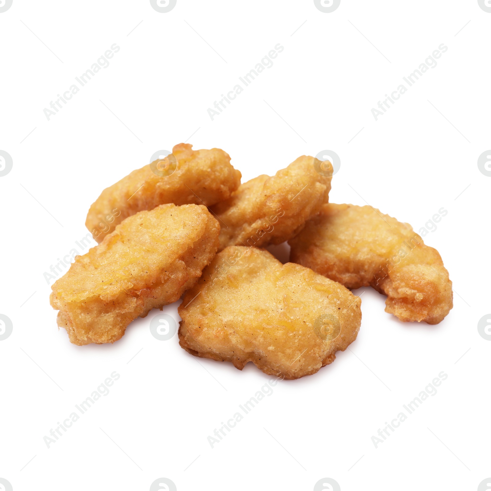 Photo of Delicious fresh chicken nuggets isolated on white