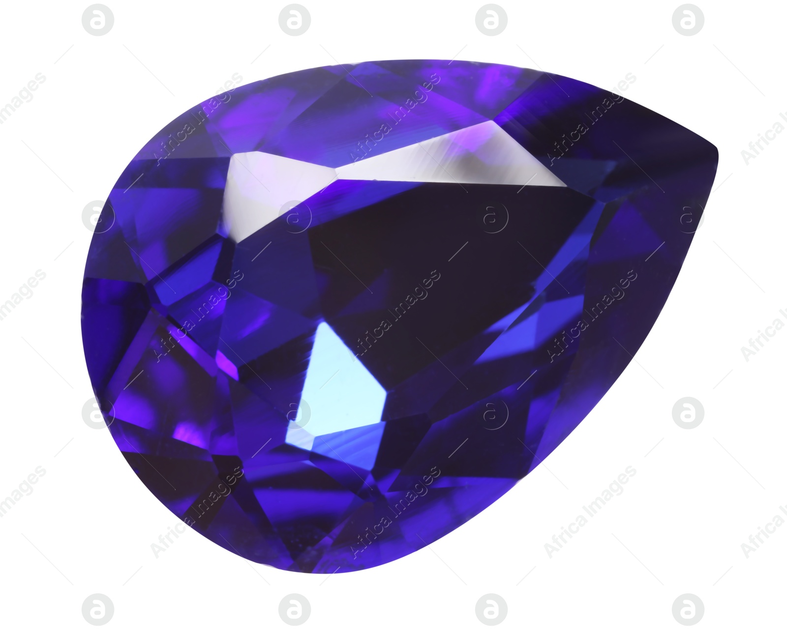 Photo of One violet shiny gemstone isolated on white