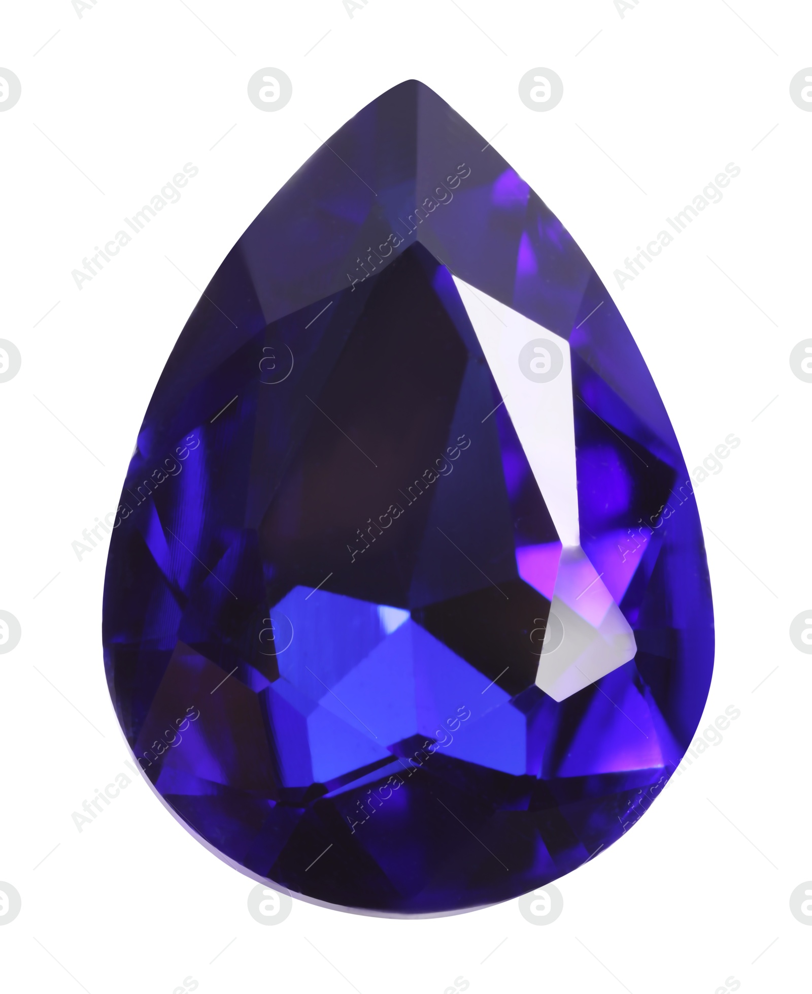 Photo of One violet shiny gemstone isolated on white