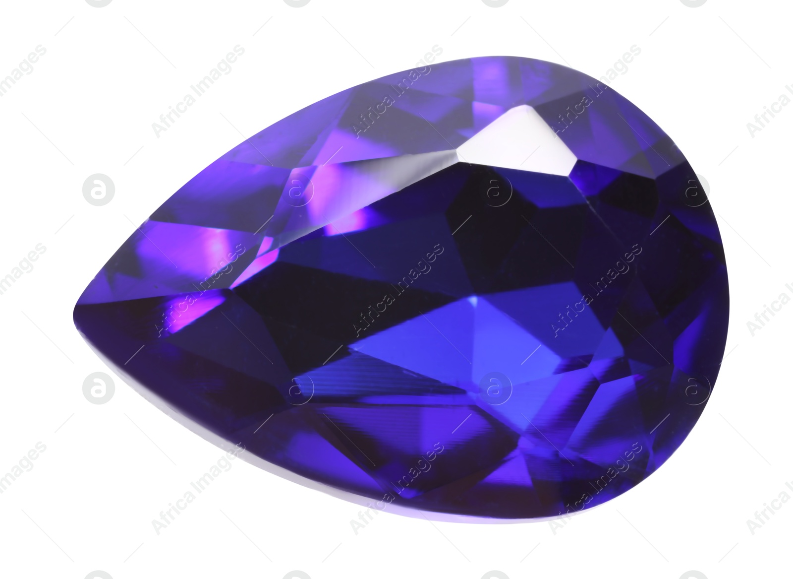 Photo of One violet shiny gemstone isolated on white