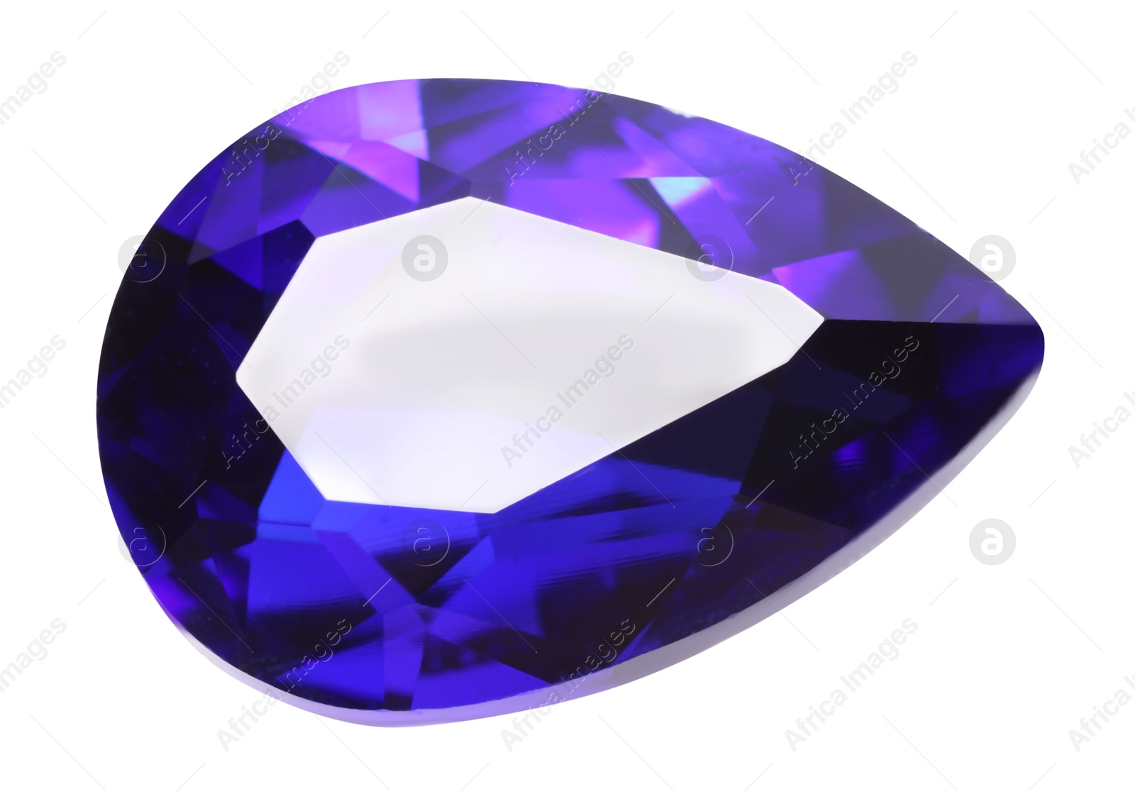 Photo of One violet shiny gemstone isolated on white